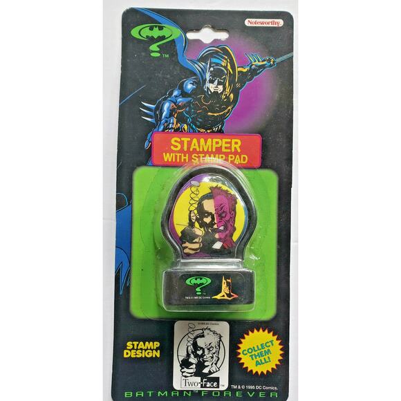 1995 Batman Forever Stamper with Stamp Pad Two Face Sealed New Old Stock U173 - Picture 1 of 2